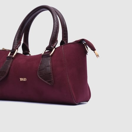 Kadın Bordo Sentetik Deri Klasik El Çantası [TG930308]