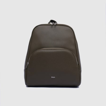 Kadın Haki Sentetik Deri Fermuarlı Casual Backpack Çantası [TG930315]