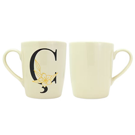 Ç Harfi Çiçek Desenli Porselen Kupa