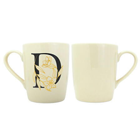 D Harfi Çiçek Desenli Seramik Kupa