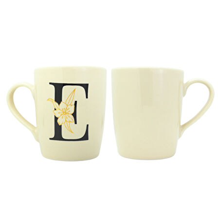 E Harfi Çiçek Desenli Seramik Kupa