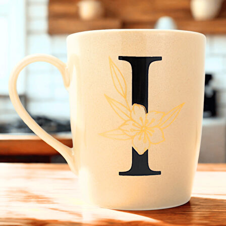 I Harfi Çiçek Desenli Seramik Kupa