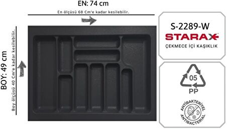 Starax 74x49 Çekmece İçi Kaşıklık Antrasit S-2289 A