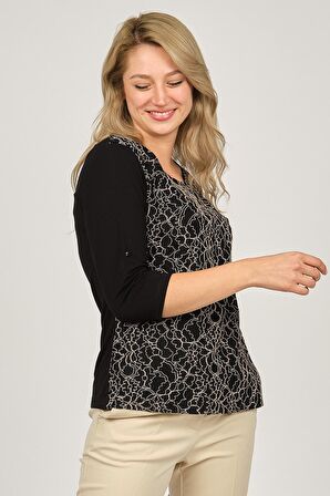 Sistas Kadın Desenli Bluz 6690302 Siyah