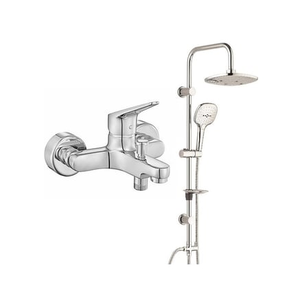 E.c.a. Spylos Banyo Bataryası+t-may Banyo Ayvacık Elips Tepe Duş Takımı Seti - Krom - Paslanmaz