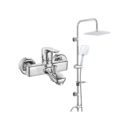 E.c.a. Luna Banyo Bataryası + T-may Banyo Çamlıca Kare Tepe Duş Takımı Seti - Krom - Paslanmaz