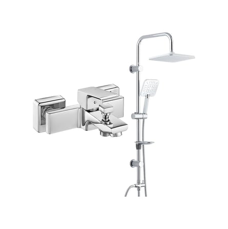E.c.a. Tiera Banyo Bataryası+t-may Banyo Çamlıca Kare Tepe Duş Takımı Seti - Krom - Paslanmaz