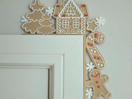 Yılbaşı Tema Kapı Köşe Süsü Gingerbread Ev & Kurabiye Adam Dekor, Noel Kapı Süsü, 3d Süsleme