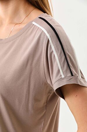 Sistas Kadın Bisiklet Yaka Kısa Kol Bluz 23025 Bej