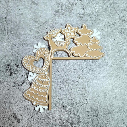 Gingerbread Yılbaşı Işık Anahtarı Çerçevesi Geyik & Çam Ağacı Dekorlu Anahtar Süsü