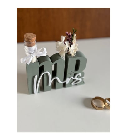 Mr & Mrs 3D Baskı Dekor – Fotoğraf Çekim Aksesuarı – Söz Nişan Masa Süsü