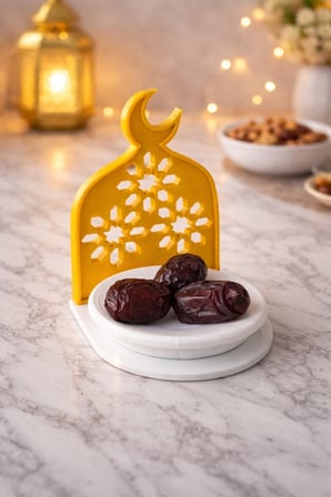 6 Lı Set 3d Baskı Ramazan Temalı Hurmalık İftariyelik, Kahve Yanı & Çerezlik Sunumluk