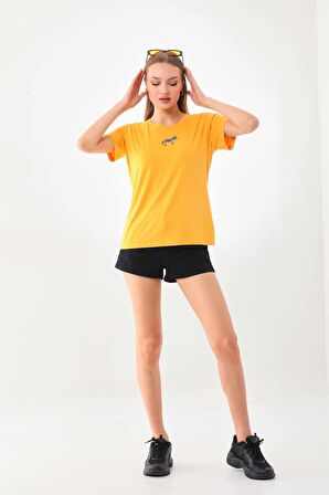 Sistas Kadın Zebra Desenli Kısa Kol Bluz 23118 Sarı