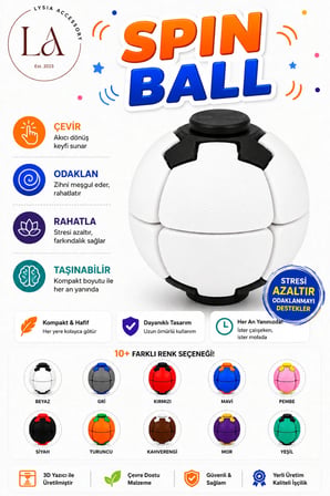 Spin Ball Stres Topu Fidget Oyuncak | Dönen Basmalı Dikkat ve Odak Geliştirici El Oyuncağı