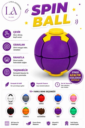 Spin Ball Stres Topu Fidget Oyuncak | Dönen Basmalı Dikkat ve Odak Geliştirici El Oyuncağı