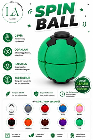 Spin Ball Stres Topu Fidget Oyuncak | Dönen Basmalı Dikkat ve Odak Geliştirici El Oyuncağı