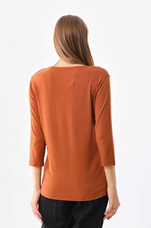 Sistas Kadın V Yaka Truvakar Kol Bluz 23588 Camel