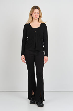 Sistas Kadın Tek Tokalı İnce Ceket 3980 Siyah