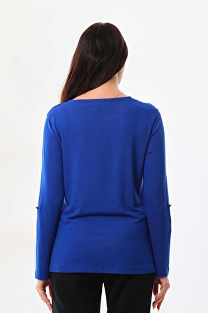 Sistas Kadın Çiçek İşlemeli Yaka Detaylı Bluz 23557 Saks
