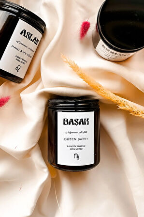 Başak Burcu Lavanta Kokulu %100 Soya Mumu Amber Kavanoz Mum