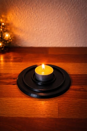 3d Desenli Mumluk Dekoratif Tealight Mumluk Işık Geçirgen Modern Mumluk Siyah