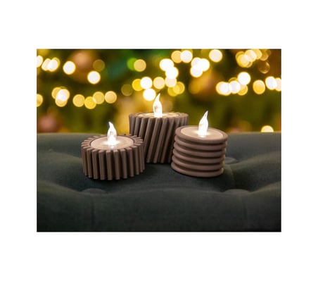 3d Mini Mumluk 3 Lü Set Dekoratif Tealight Mumluk Modern Masa & Ev Dekoru Kahverengi