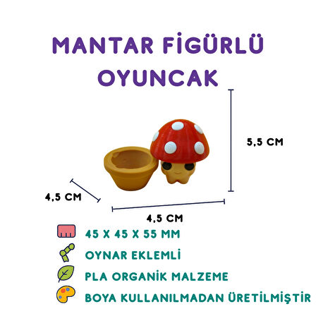 Kırmızı Mantar - 3D Dekoratif Mini Figür
