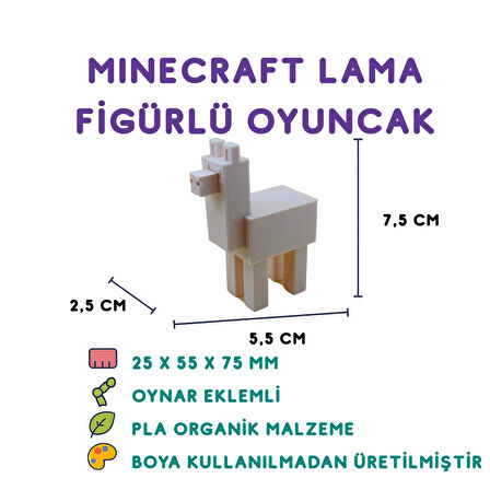 Minecraft Lama Figür - Minecraft Temalı 3D Mini Oyuncak