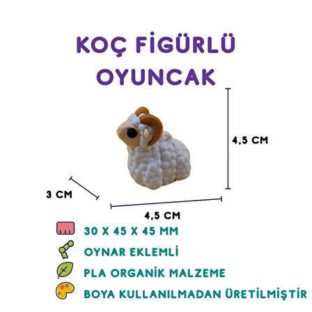 Beyaz Koç Figür - 3D Mini Koç Oyuncak