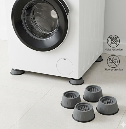 Titreşim Önleyici Çamaşır Makinesi Ayak Pedi - 4 lü Set (Kaymaz - Sessiz - Zemin Koruyucu)