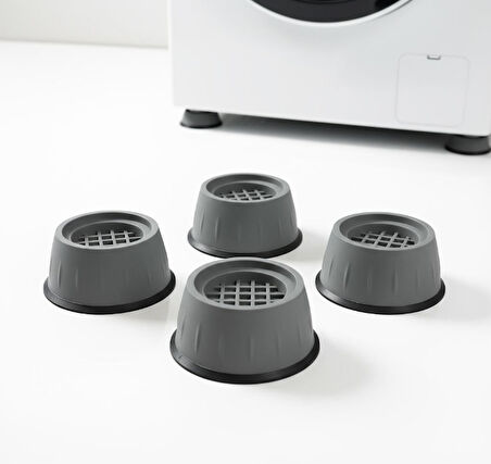 Titreşim Önleyici Çamaşır Makinesi Ayak Pedi - 4 lü Set (Kaymaz - Sessiz - Zemin Koruyucu)