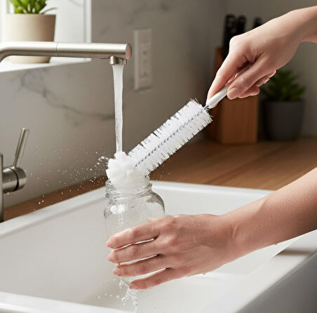 Biberon ve Şişe Temizleme Fırçası - Sünger Uçlu Dar Ağız Temizleyici Fırça