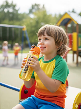 Titiz Rio matara 750 ml Kapaklı- Pipetli, Kapak Koruma Kılıflı Su Matarası Turuncu