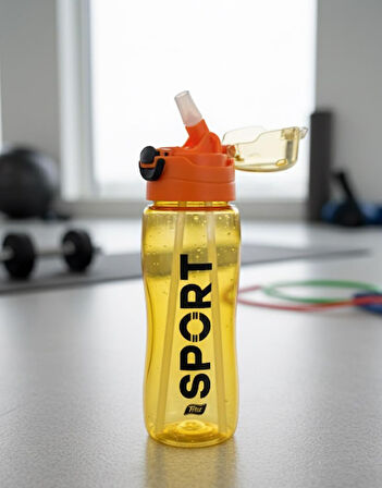 Titiz Rio matara 750 ml Kapaklı- Pipetli, Kapak Koruma Kılıflı Su Matarası Turuncu