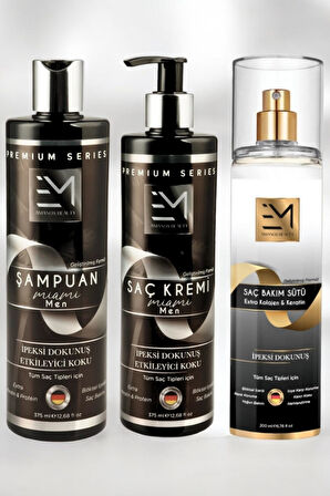 Erkek Miami Serisi Dökülme Karşıtı Şampuan, Saç Kremi, Saç Sütü 375 Ml - 375 Ml - 200 ml