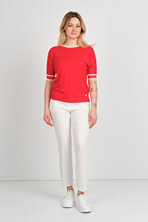 Sistas Kadın Bisiklet Yaka Yarım Kol Bluz 24145 Kırmızı