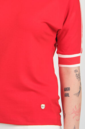 Sistas Kadın Bisiklet Yaka Yarım Kol Bluz 24145 Kırmızı