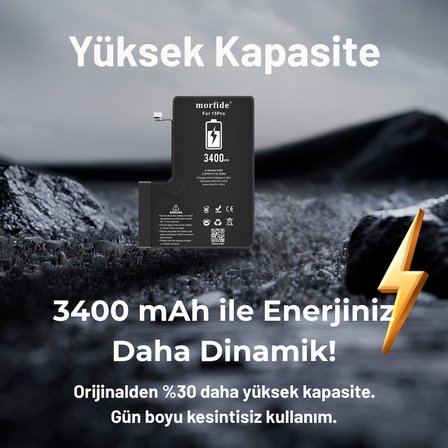 Apple iPhone 16 Pro Uyumlu 3582mAh Yüksek Kapasiteli Batarya - Gelişmiş Akıllı Chip - Pil Sağlığı Destekli - Morfide M-Max