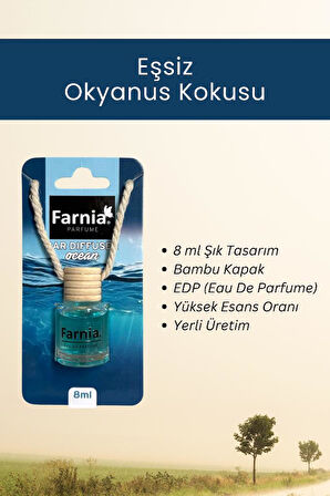 Farnia Yüksek Esanslı Askılı Araç Kokusu EDP Parfüm Okyanus 8 Ml