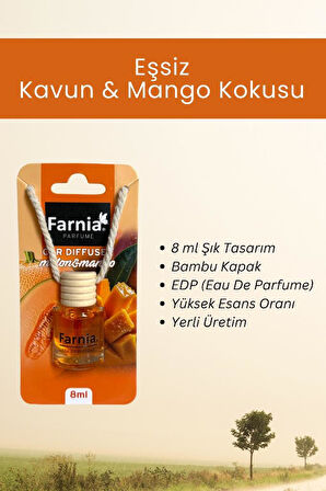 Farnia Yüksek Esanslı Askılı Araç Kokusu EDP Parfüm Mango Kavun 8 Ml