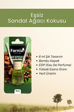 Farnia Yüksek Esanslı Askılı Araç Kokusu EDP Parfüm Sandal Ağacı 8 Ml