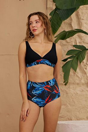 Bikini Altı Yüksek Bel Toparlayıcı Siyah Desenli