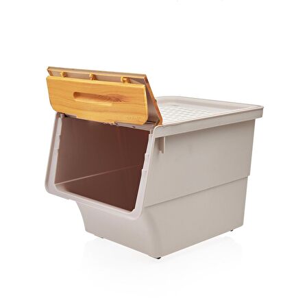 Technow Motek TCH-MT04B 33 Litre Jumbo Boy Bambu Desen Tekerlekli Tekli Organizer