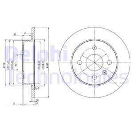 Opel Arka Fren Diski ( 4 Bijon ) Astra G Zafıra A Meriva A Astra H - Delphi Bg3403