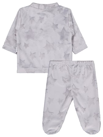 Minidamla Filli Nakış Patikli 2Li 1-6 Ay Pijama Takımı - Gri 6-9 Ay