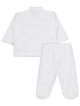 Albimini Kız Ayı Tavşan Nakış Patikli 2Li Pijama Takım 1-6 Ay - Ekru