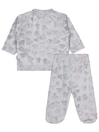 Albimini Kız Ayı Tavşan Nakış Patikli 2Li Pijama Takım 1-6 Ay - Gri