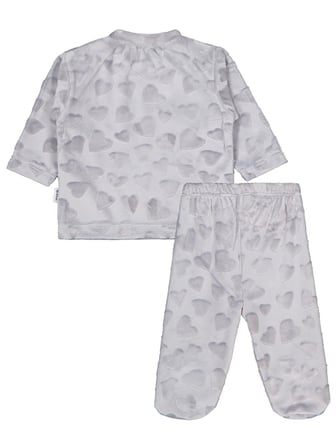 Albimini Kız Ayı Tavşan Nakış Patikli 2Li Pijama Takım 1-6 Ay - Gri