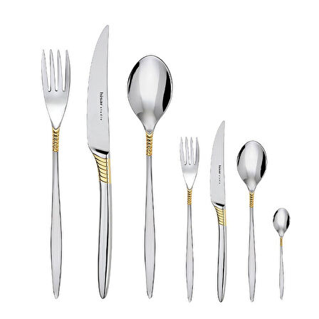 Hisar Mamba 84 Parça 12 Kişilik Çatal Kaşık Bıçak Takımı Gold