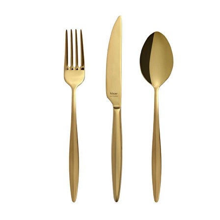 Hisar Mercury 72 Parça 12 Kişilik Çatal Kaşık Bıçak Takımı Titanyum Gold